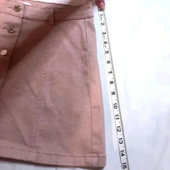 Forever 21 Button Up Mini Skirt Light Pink Ballerina Pink Women's Size 27 - Picture 5 of 7